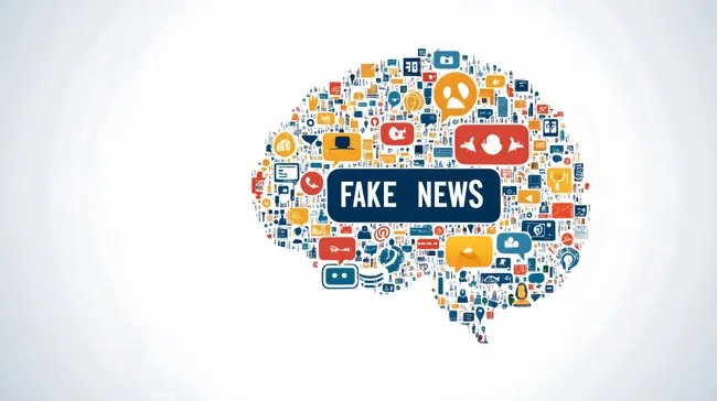 Gehirnförmiges Fake-News-Symbol aus Social-Media-Symbolen