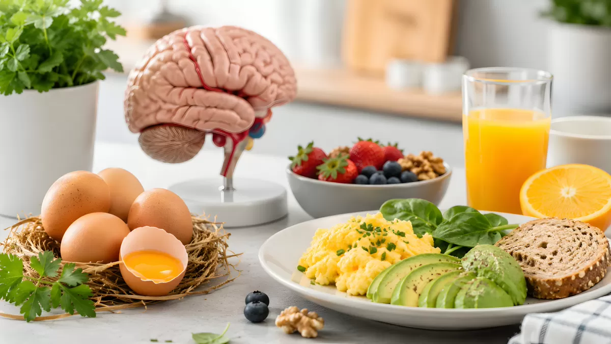 Gehirngesundes Frühstück mit Eiern und Avocado