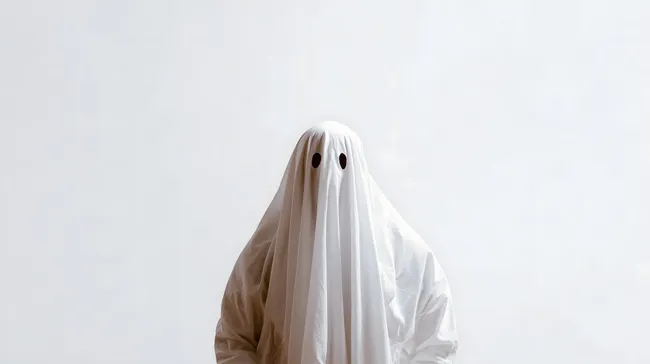 Geisterkostüm vor weißem Hintergrund