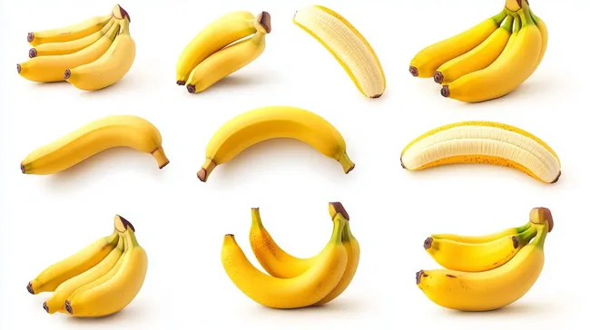 Gelbe Bananen auf weißem Hintergrund