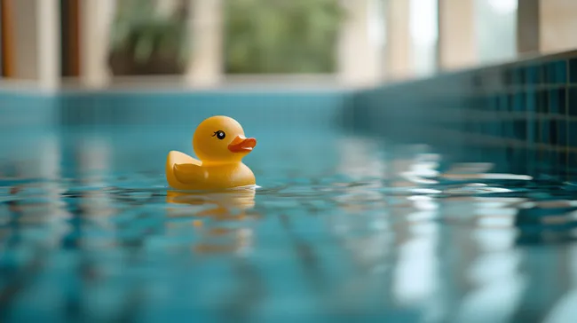 Gelbe Gummi-Ente im Swimmingpool