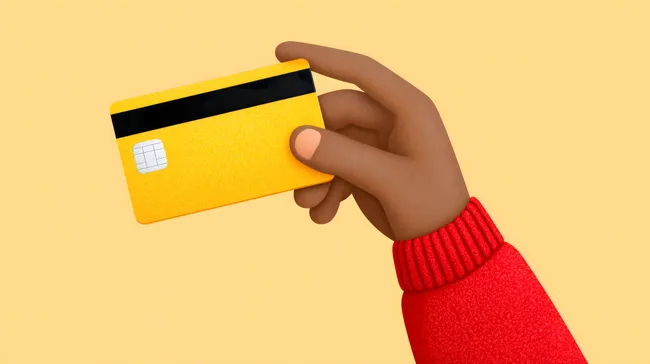 Gelbe Kreditkarte in moderner Hand