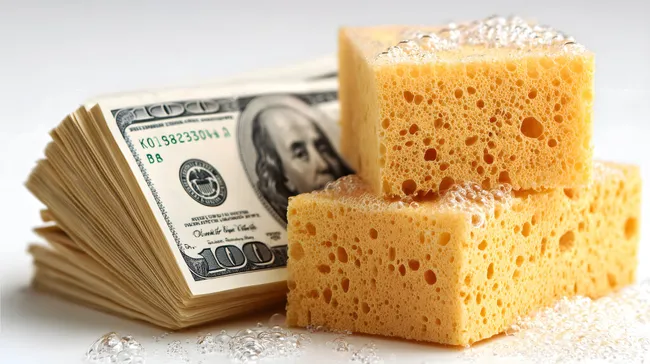 Geldanlage mit Bienenwachs-Schwamm und 100-Dollar-Scheinen