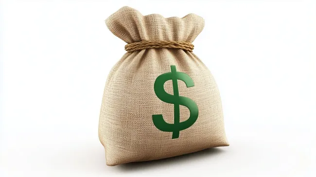 Geldbeutel mit Dollarzeichen auf weißem Hintergrund