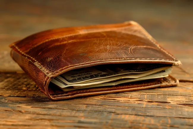 Geldbörse aus Leder mit Bargeld