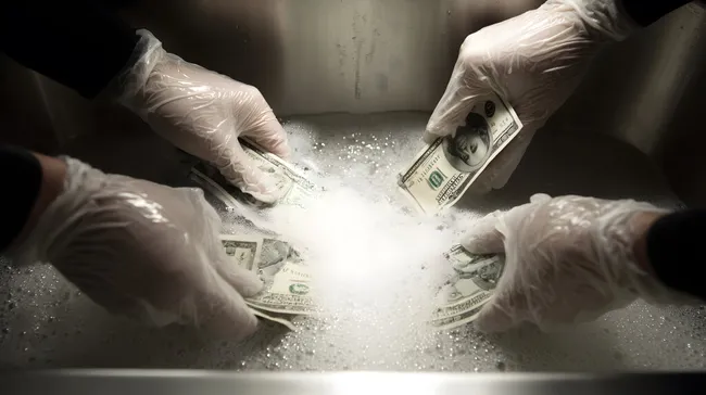 Geldreinigung unter Verdacht - Geldwäsche-Konzept