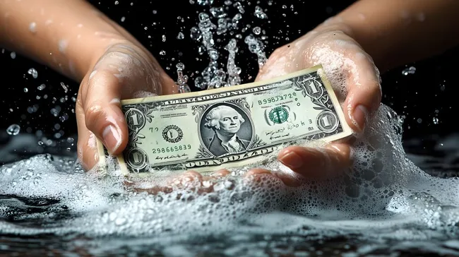 Geldwäsche durch Waschen eines Dollarscheins