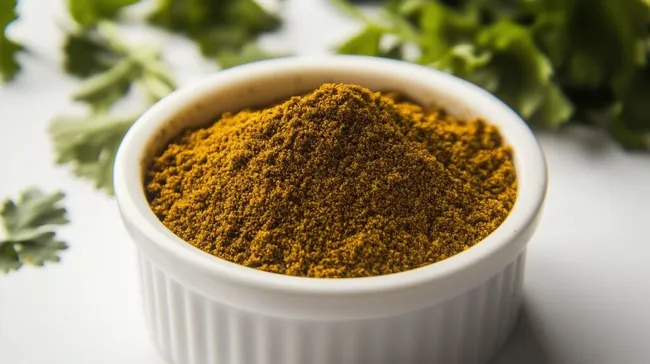 Gemahlener Koriander in moderner Schale