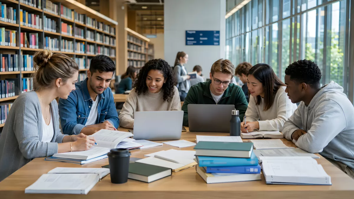 Gemeinsames Lernen in moderner Bibliothek