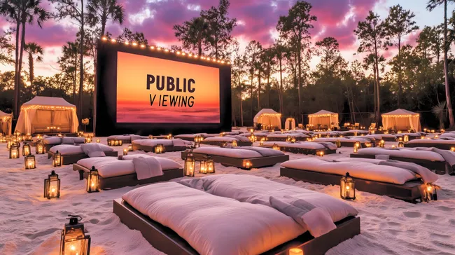Gemütliche Open-Air-Filmnacht mit Bettenlounge am Strand