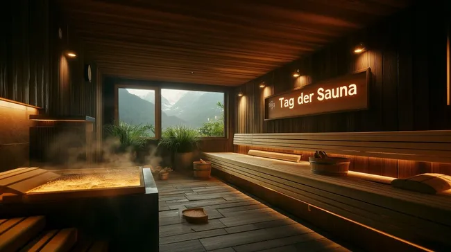 Gemütliche Saunalandschaft mit Bergblick