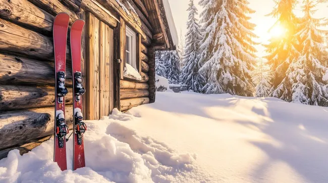 Gemütliche Skihütte im winterlichen Wald