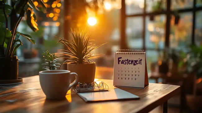 Gemütlicher Arbeitsplatz mit Pflanzen und Kaffeepause