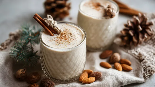 Gemütlicher Winterdrink mit Nüssen und Zimt