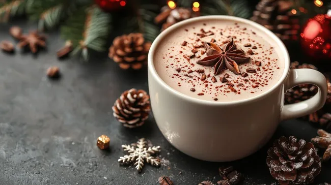 Gemütlicher Winterkakaogenuss mit festlicher Dekoration