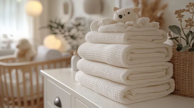 Gemütliches Babyzimmer mit Baumwollhandtüchern