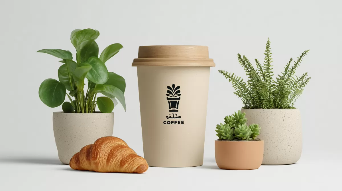 Gemütliches Café-Arrangement mit Pflanzendeko