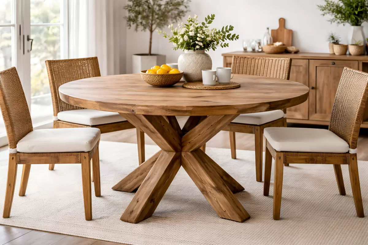 Gemütliches Esszimmer mit rustikalen Holzmöbeln