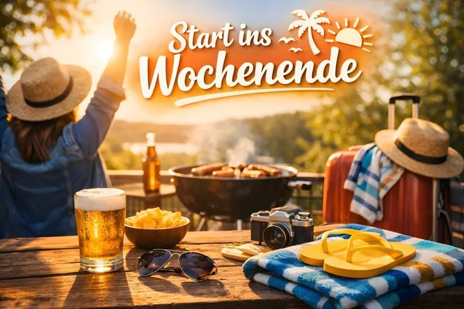Gemütliches Grillen am Wochenende mit Bier und Sonne