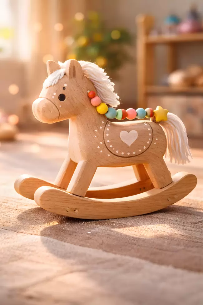 Gemütliches Holzpferd: Kuschelige Weihnachtsdekoration