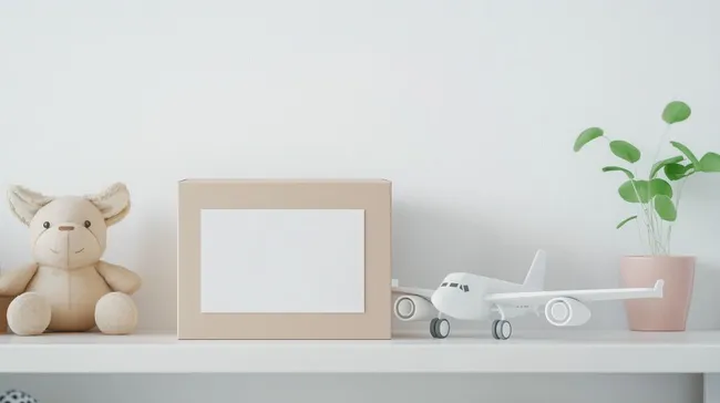 Gemütliches Kinderzimmer mit Spielsachen und Pflanze