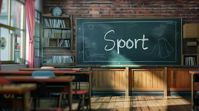 Gemütliches Klassenzimmer mit Sporttafel