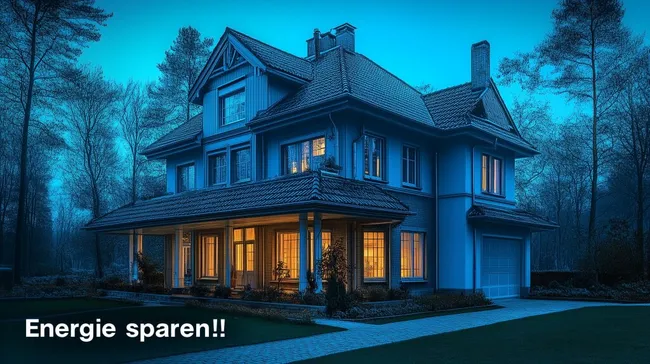 Gemütliches Landhaus mit Beleuchtung in der Nacht