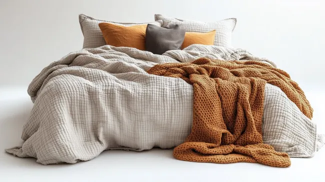 Gemütliches Schlafzimmer in warmen Herbstfarben