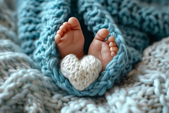 Gemütliches Winterfoto mit kleinen Füßen