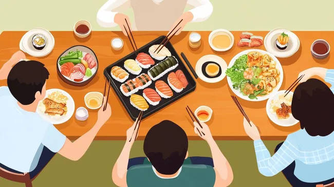 Genussvolle Sushi-Vielfalt auf japanischer Tafel