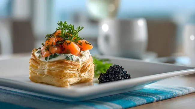 Genussvolles Blätterteig-Appetitröllchen mit Lachs und Kaviar