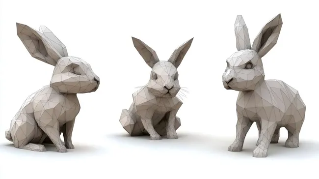 Geometrisch abstraktes Hase-Trio für moderne Designs