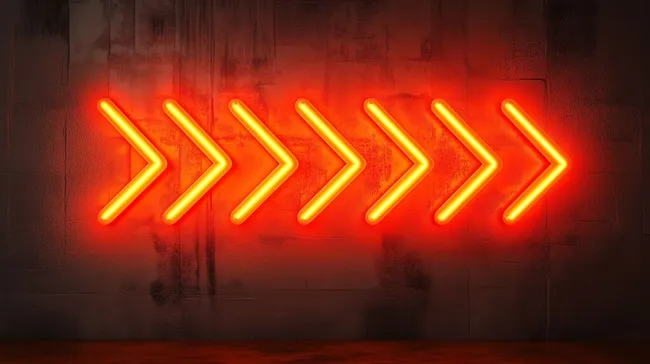 Geometrische Neonpfeile in Retro-Industrieoptik