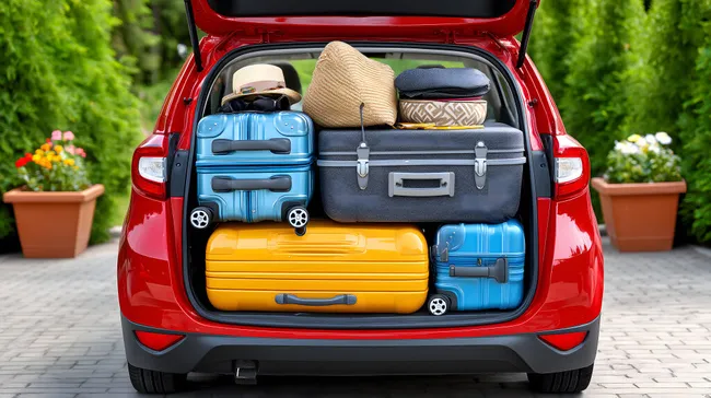 Gepackter Kofferraum für Urlaubsreise