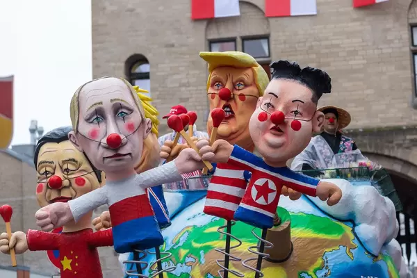 German carnival: Putin, Trump, Kim Jong-Un, Xi Jin Ping and Boris Johnson in clowns costumes inspired by Stephen Kings IT