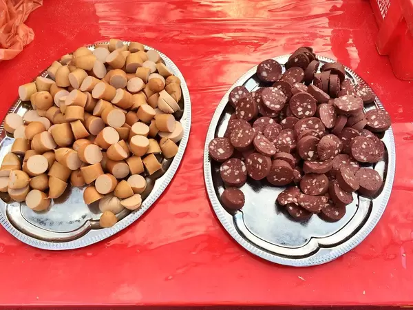 German meat sausage / baloney and black blood pudding