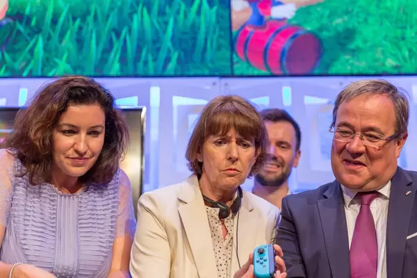 German politicians Dorothee Bär, Armin Laschet and Henriette Reker at Gamescom 2018