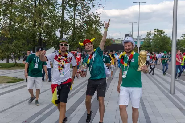German soccer fans roam the streets of Moscow