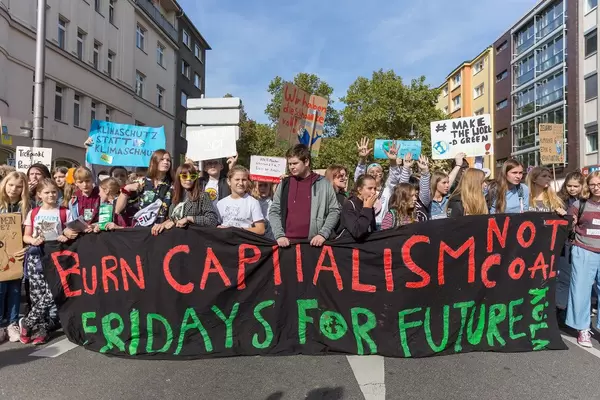 German students marching for climate, Fridays for Future in Cologne, Germany - "Burn Capitalism - Not Coal"