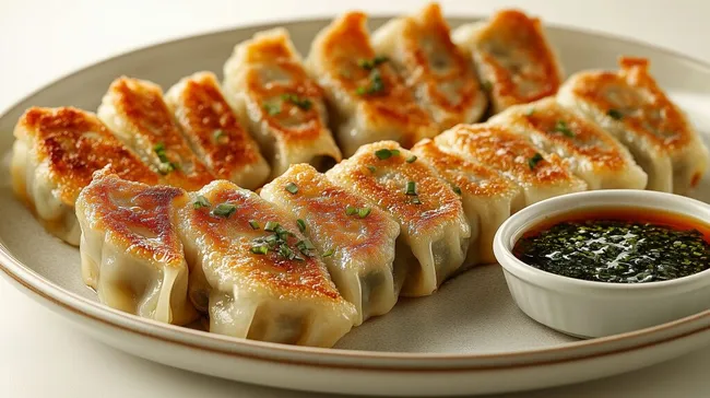 Geröstete Gyoza-Knödel mit Sojasauce