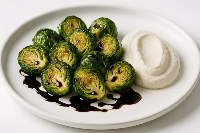 Gerösteter Rosenkohl in Balsamico-Sauce mit Kartoffelpüree