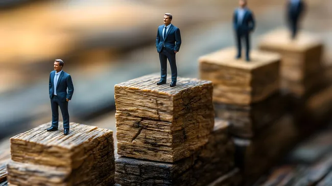 Geschäftsleute auf der Karriereleiter - Erfolg und Aufstieg