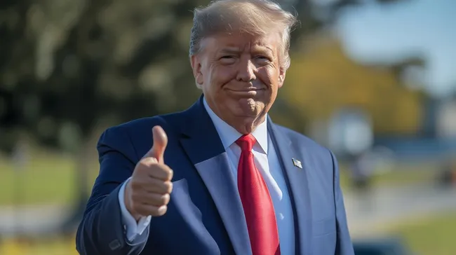 Geschäftsmann gibt Daumen hoch in der Natur