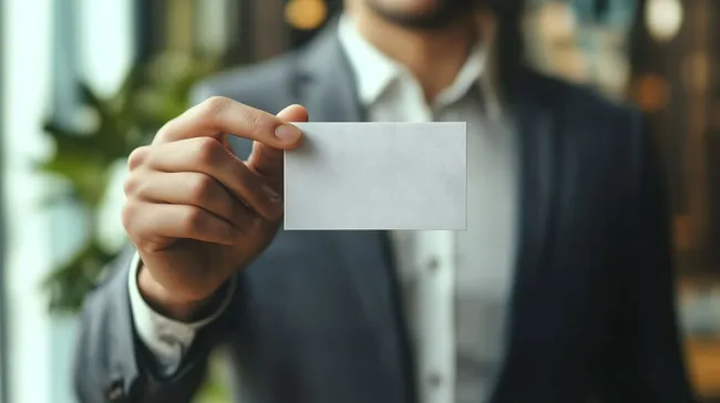 Geschäftsmann präsentiert leere Visitenkarte