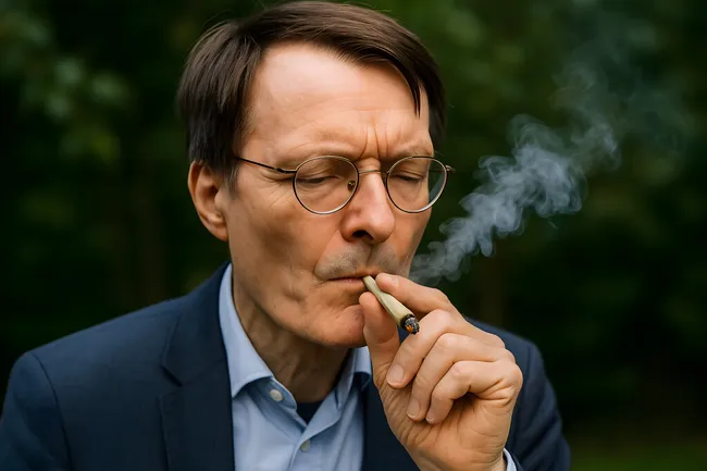 Geschäftsmann raucht Zigarette im Freien