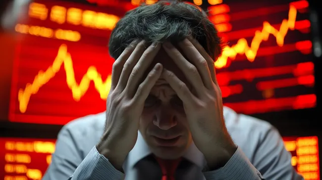 Geschäftsmann unter Druck durch fallende Börse