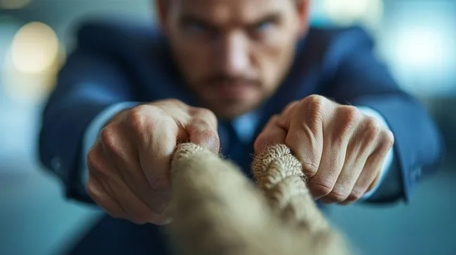 Geschäftsmann zerreißt Vertrag mit aller Kraft