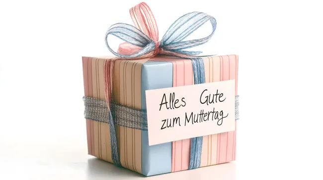 Geschenkbox in pastelligen Farben mit Muttertags-Gruß