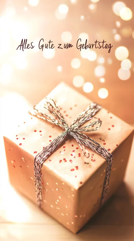 Geschenkbox mit Schleifen und Geburtstagswunsch