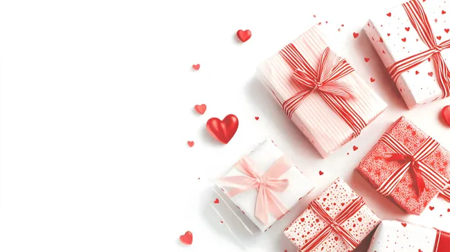 Geschenkboxen für Valentinstag dekorativ arrangiert